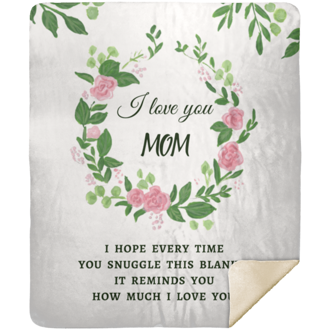 Mom Flower Wreath Blanket White | Mom Snuggle | Gift for Mom