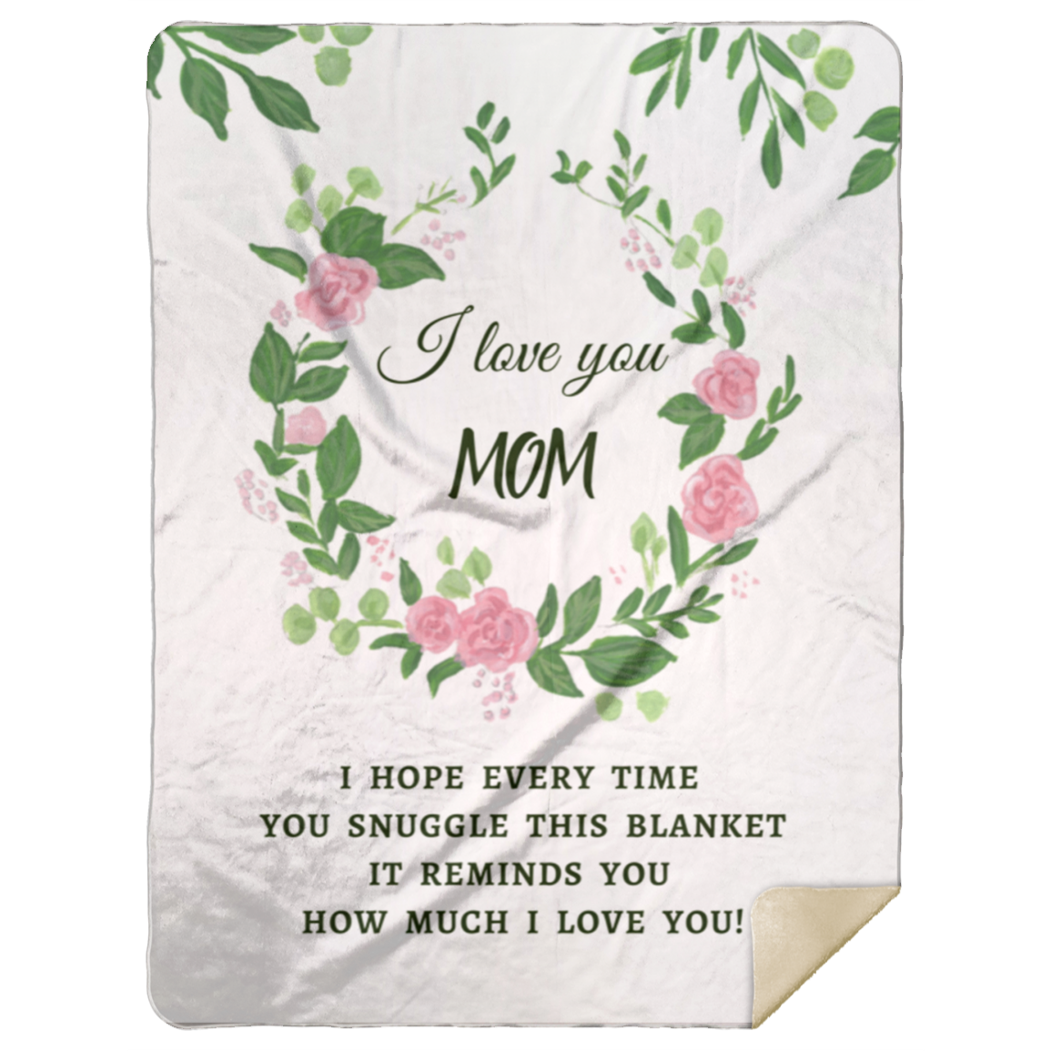 Mom Flower Wreath Blanket White | Mom Snuggle | Gift for Mom