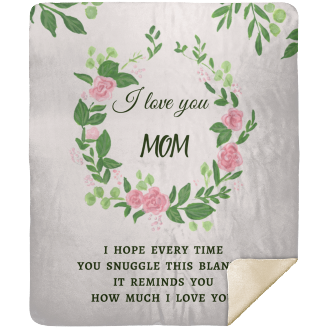 Mom Flower Wreath Blanket Tan | Mom Snuggle | Gift for Mom