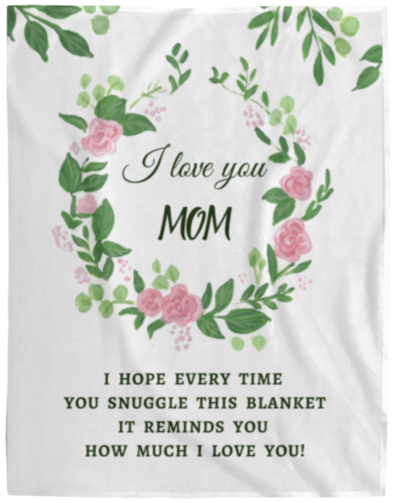 Mom Flower Wreath Blanket White | Mom Snuggle | Gift for Mom