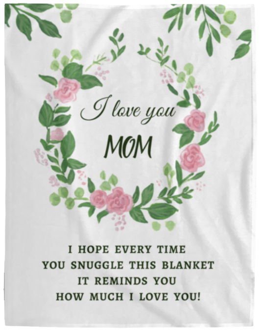 Mom Flower Wreath Blanket White | Mom Snuggle | Gift for Mom