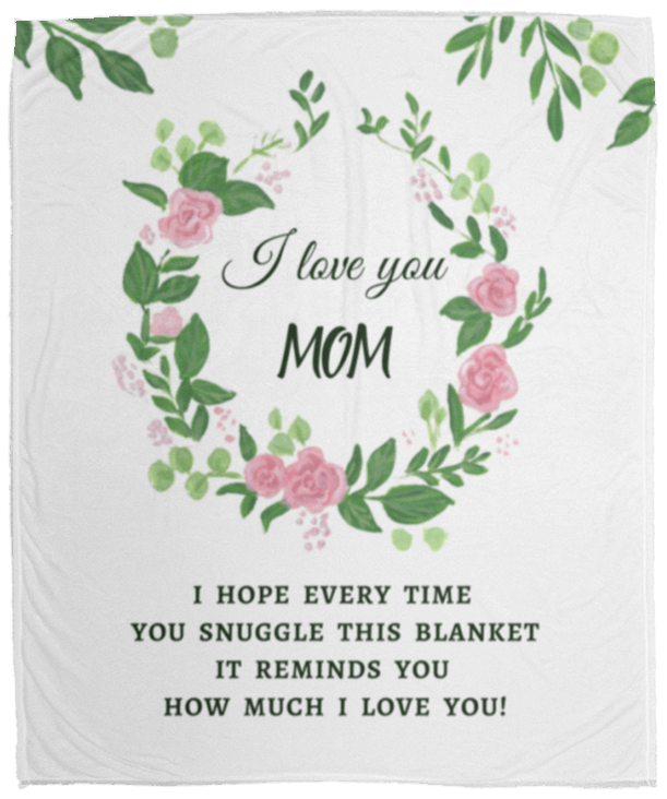 Mom Flower Wreath Blanket White | Mom Snuggle | Gift for Mom