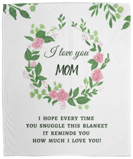 Mom Flower Wreath Blanket White | Mom Snuggle | Gift for Mom