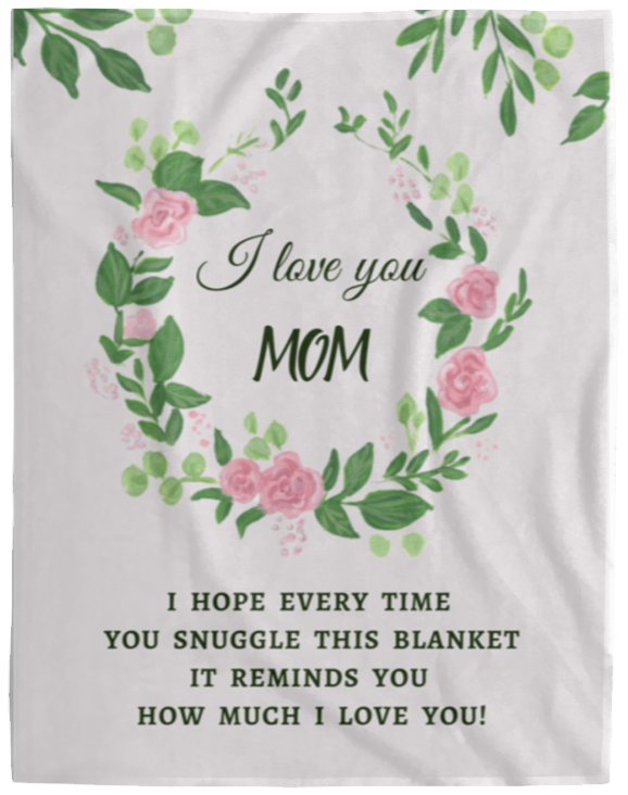 Mom Flower Wreath Blanket Tan | Mom Snuggle | Gift for Mom