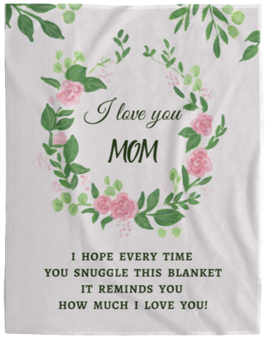 Mom Flower Wreath Blanket Tan | Mom Snuggle | Gift for Mom