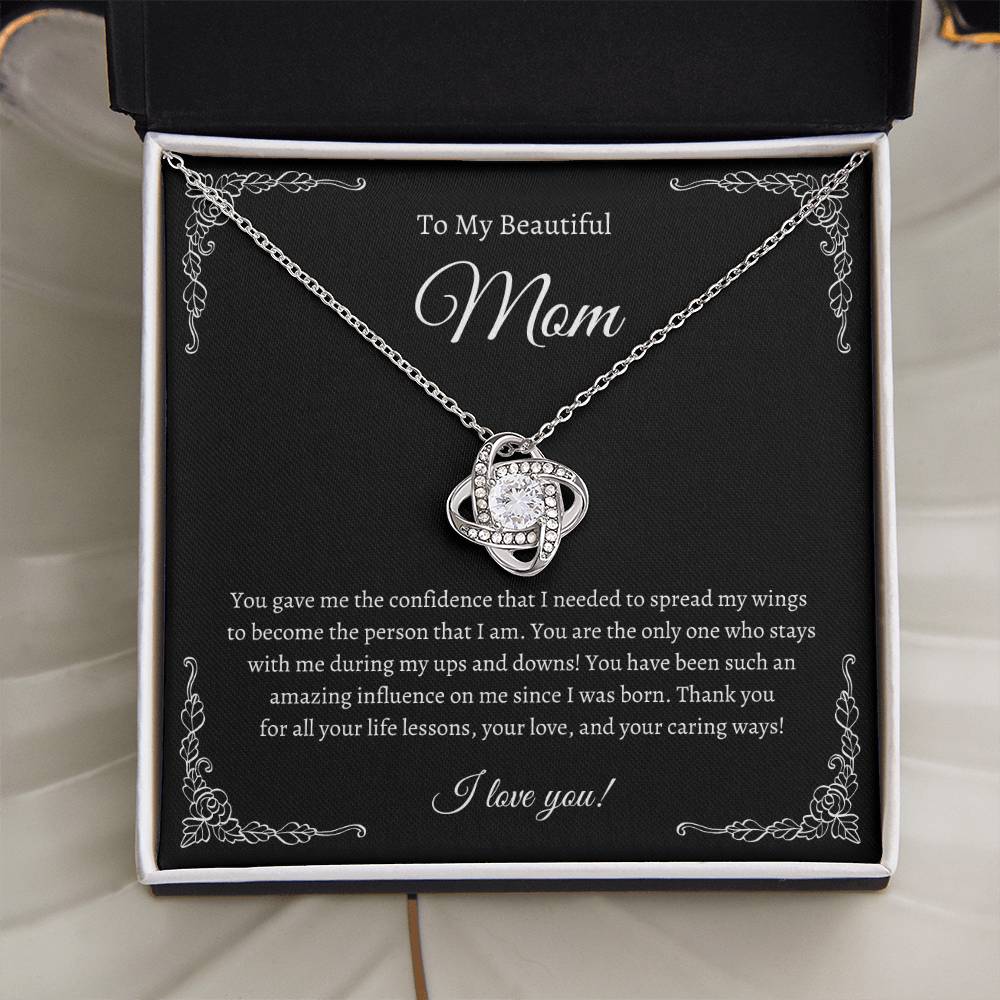 Love Knot Necklace | To My Beautiful Mom | Black Message Card